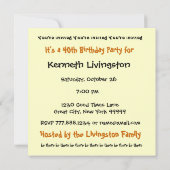 40e anniversaire Orange Grunge Invitation (Dos)