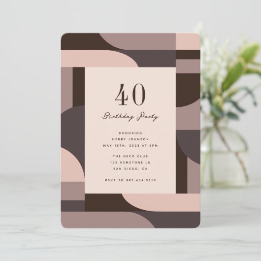 40e anniversaire Retro Arches Invitation (Debout devant)