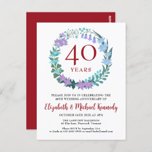 40e anniversaire Ruby Bluebells Invitation à la co