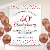 40e Anniversaire Ruby Love Hearts Affiche de bienv