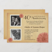 40e anniversaire Rustic Daisy Photo Invitations (Devant / Derrière)