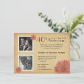 40e anniversaire Rustic Daisy Photo Invitations (Debout devant)