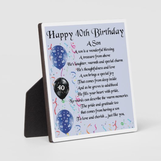 40e anniversaire Son Poème Plaque (Recto)