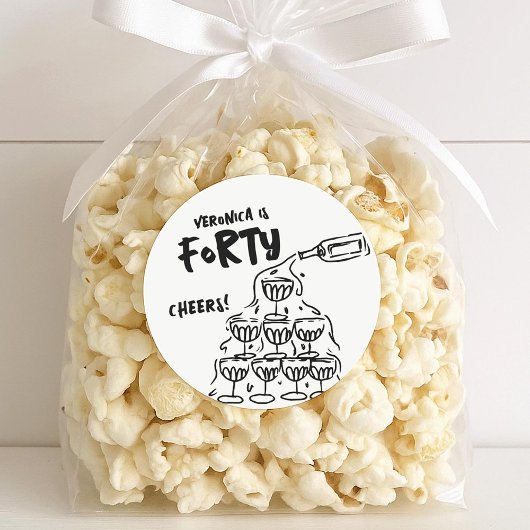 40e Anniversaire Stickers Favor tirés à la main