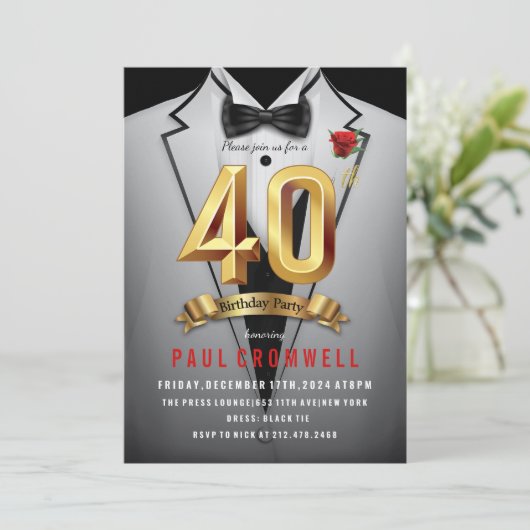 40e anniversaire Tuxedo Invitation (Debout devant)