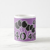40e anniversaire violet avec ballons noirs Mug (Centre)