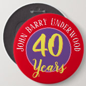 40e Birthday-badge aan personaliseren. Ronde Button 6,0 Cm (Voorkant /achterkant)