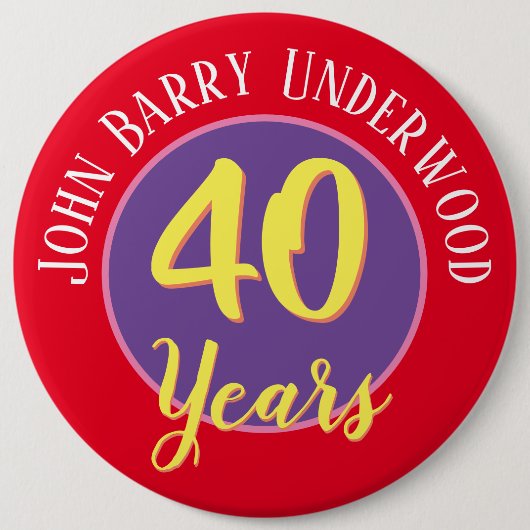 40e Birthday-badge aan personaliseren. Ronde Button 6,0 Cm (Voorkant)