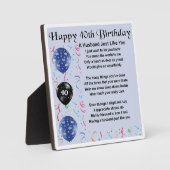 40e Birthday Husband Poem Plaque (Recto)