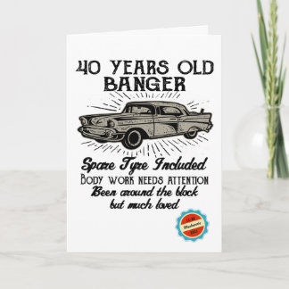 40e Birthday Name & Date Vintage Retro Funny Gag Kaart