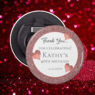 40e Birthday Party Gift Deep Champaign Button Flesopener
