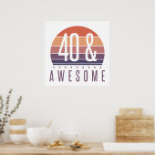 40e Birthday Retro Sunset Poster (Keuken)