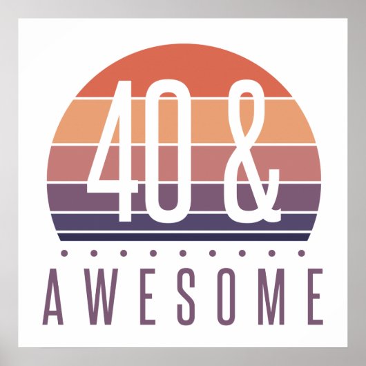 40e Birthday Retro Sunset Poster (Voorkant)