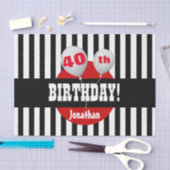 40e Birthday Stripes and Balloons BLACK RED A08 Tissuepapier (Craft)