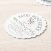 40e 'Birthday'-uitnodiging Kartonnen Onderzetters (Gekanteld)