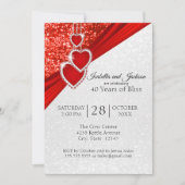 40e Bright Red Glitter Jubileumontwerp Kaart (Voorkant)