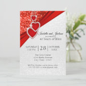 40e Bright Red Glitter Jubileumontwerp Kaart (Staand voorkant)