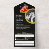 40e bruiloft feest ruby red ring all in one uitnodiging (Binnen)