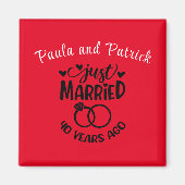 40e bruiloft Jubileum Custom Namen Ruby Red Magneet (Voorkant)