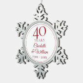 40e bruiloft Jubileum Elegant Ruby Tin Sneeuwvlok Ornament (Rechts)