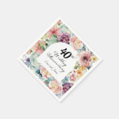 40e bruiloft Jubileum Elegant Script Floral Servet (Hoek)