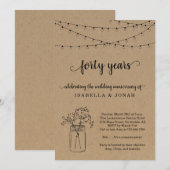 40e bruiloft Jubileum Feestuitnodiging Kaart (Voorkant / Achterkant)