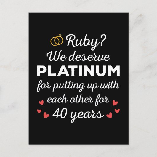40e bruiloft Jubileum I - Ruby Funny Paar Briefkaart (Voorkant)