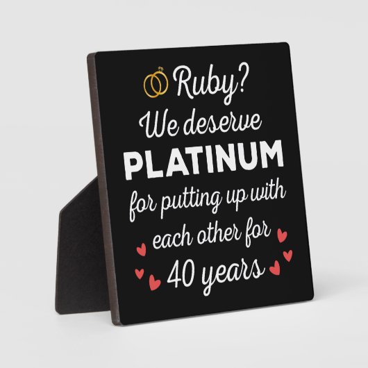 40e bruiloft Jubileum I - Ruby Funny Paar Fotoplaat (Voorkant)