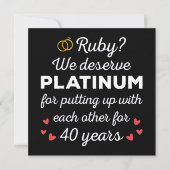 40e bruiloft Jubileum I - Ruby Funny Paar Kaart (Voorkant)