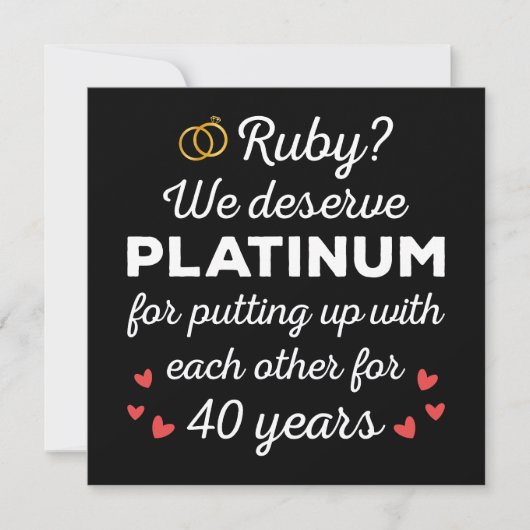 40e bruiloft Jubileum I - Ruby Funny Paar Kaart (Voorkant)