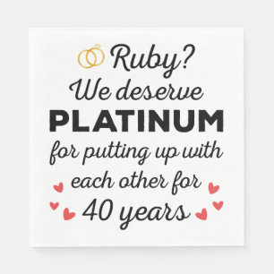40e bruiloft Jubileum I - Ruby Funny Paar Servet