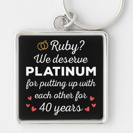 40e bruiloft Jubileum I - Ruby Funny Paar Sleutelhanger (Voorkant)