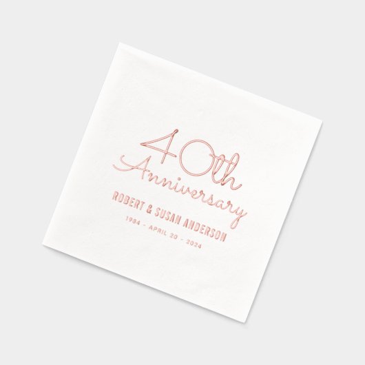 40e bruiloft Jubileum Modern Script Roos Gold Folie Servetten (Links)