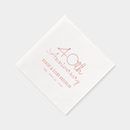 40e bruiloft Jubileum Modern Script Roos Gold Folie Servetten (Rechts)