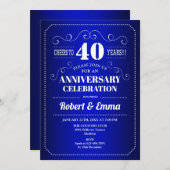 40e bruiloft Jubileum Partij - Sapphire Blue Kaart (Voorkant / Achterkant)