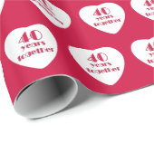 40e bruiloft Jubileum rode harten inpakpapier (Rol Hoek)