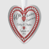 40e bruiloft Jubileum Ruby Diamonds Keepsake or Ornament (voorkant)