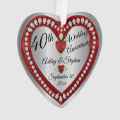 40e bruiloft Jubileum Ruby Diamonds Keepsake or Ornament (voorkant)