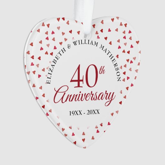 40e bruiloft Jubileum Ruby Hearts Ornament (voorkant)