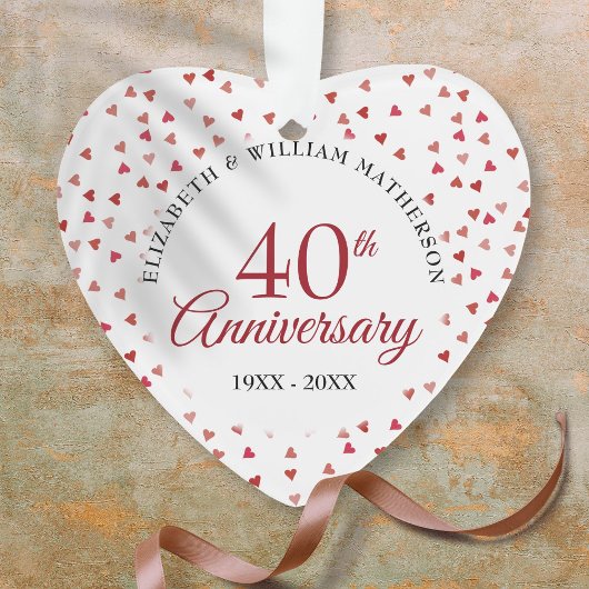 40e bruiloft Jubileum Ruby Hearts Ornament