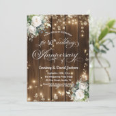 40e bruiloft Jubileum Rustieke String Lights Kaart (Staand voorkant)