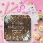 40e bruiloft Jubileum Rustieke String Lights Papieren Bordje (Feest)