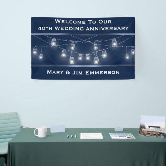 40e bruiloft Jubileum String Lights Banner (Beurs)