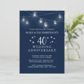 40e bruiloft Jubileum - String Lights Kaart (Staand voorkant)