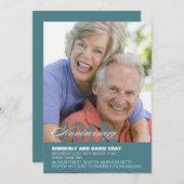 40e bruiloft Jubileum uitnodiging in blauw (Voorkant / Achterkant)