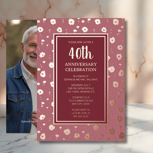 40e bruiloft Jubileum Uitnodigingen Ruby Roos