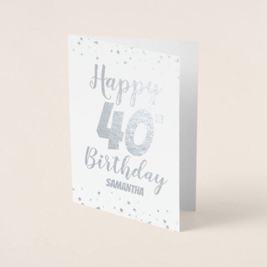 40e Carte Foil Personnalisée Anniversaire (Devant)