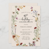 40e Floral Birthday Invitation Kaart (Voorkant / Achterkant)