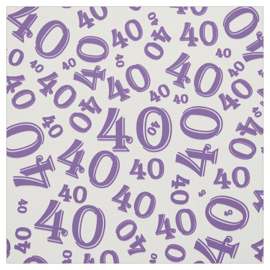 40e geboorte Paars/wit Random Number Pattern Stof (Swatch)