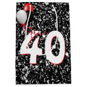 40e geboortedag ballonnen op zwarte glitter medium cadeauzakje (Voorkant)